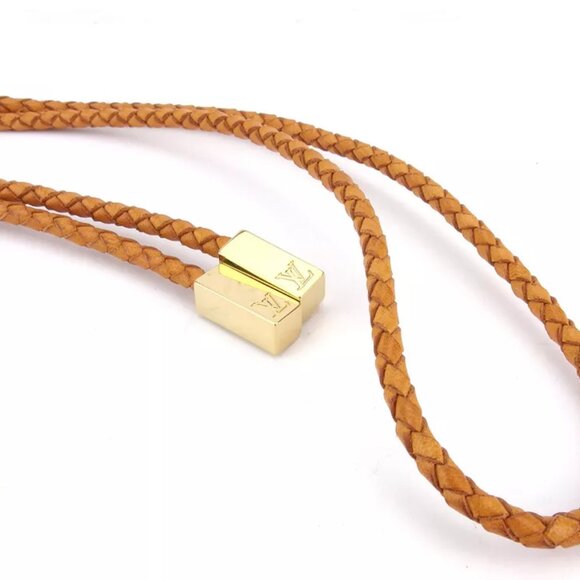 LOUIS VUITTON belt braided leather ?~ gold metal fittings Authentic USED T17850 - Picture 4 of 6